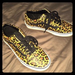 Vans customs cheetah Print Leather Shoes 7